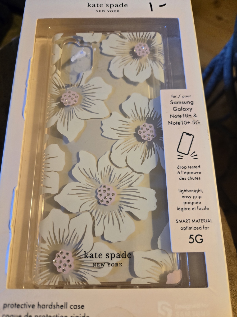 kate spade New York Clear Floral Phone Case with White Flowers and Pink Centers